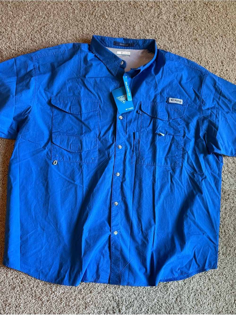 Columbia Men's Bonehead Royal Blue Short-Sleeve Button Front Shirt